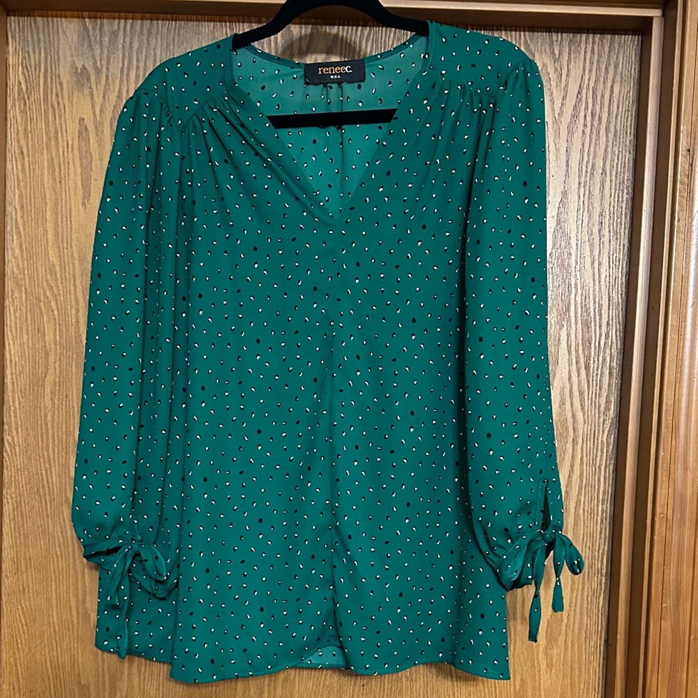 Renee C. Green Polka Dot Blouse
